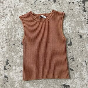 She + Sky Ribbed Sleeveless Top Size Large